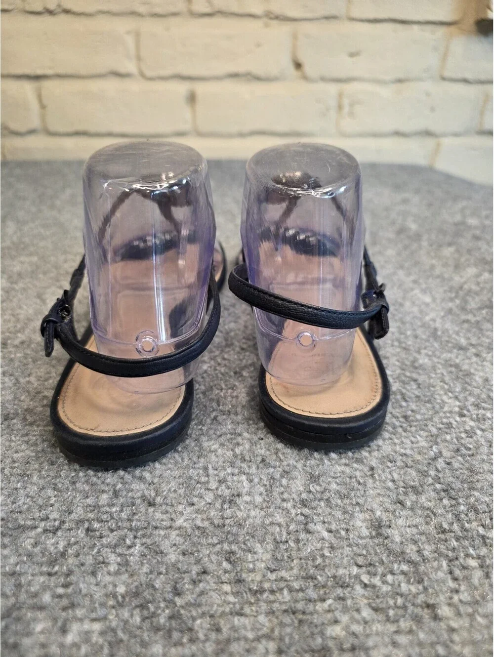 Tory Burch Liana Flat Embellished Thong Sandals Navy Blue Crystal Logo 8.5M